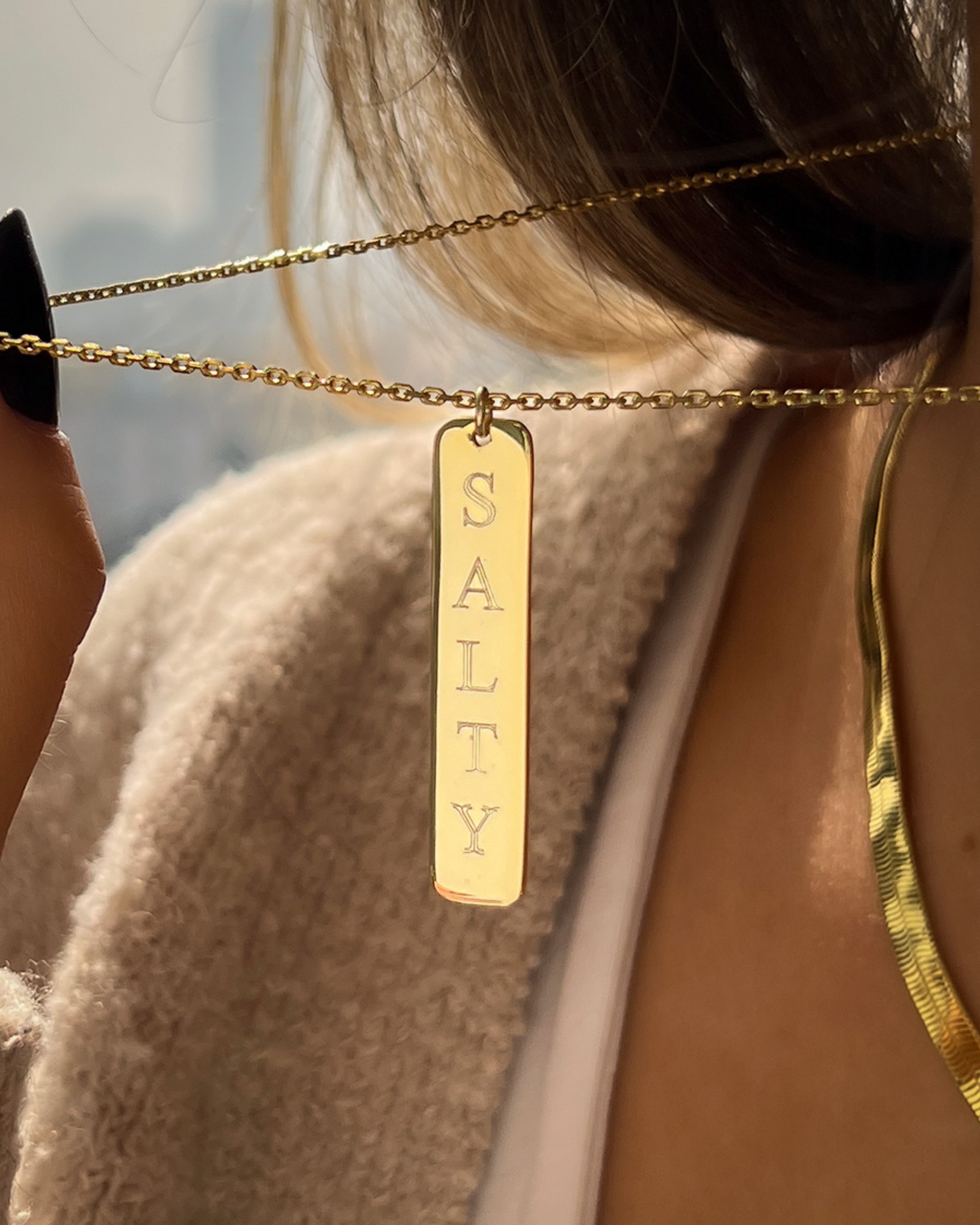 Name Plate Charm Necklace